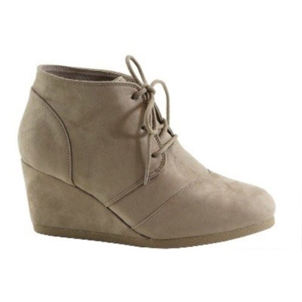 Vegan Wedge Heel Booties